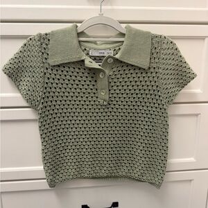Mango Kids Olive Knit Polo Top